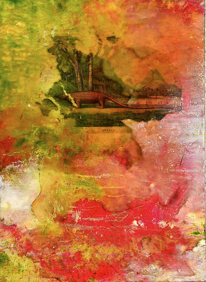 Pangolin, mixed media on birch panel, 30” x 22”, (sold)