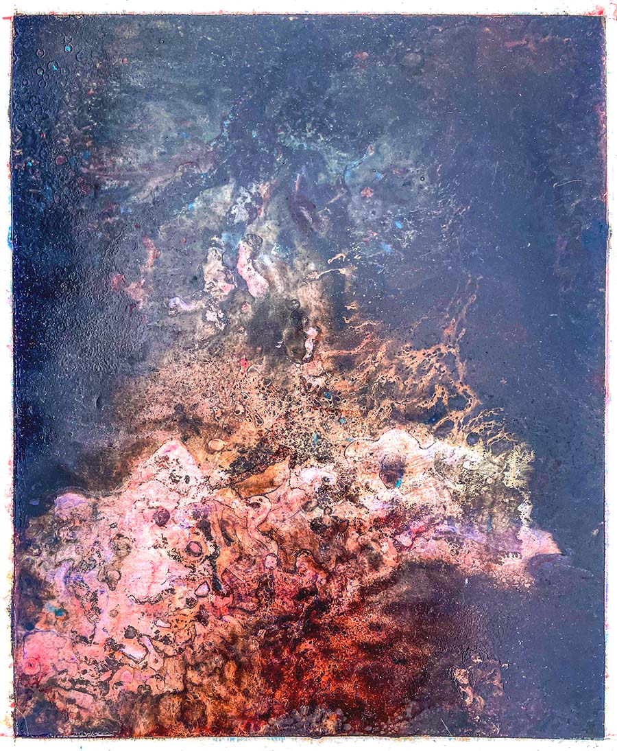 Corallium 34, oil on archival film, 17” x 14”, 2023